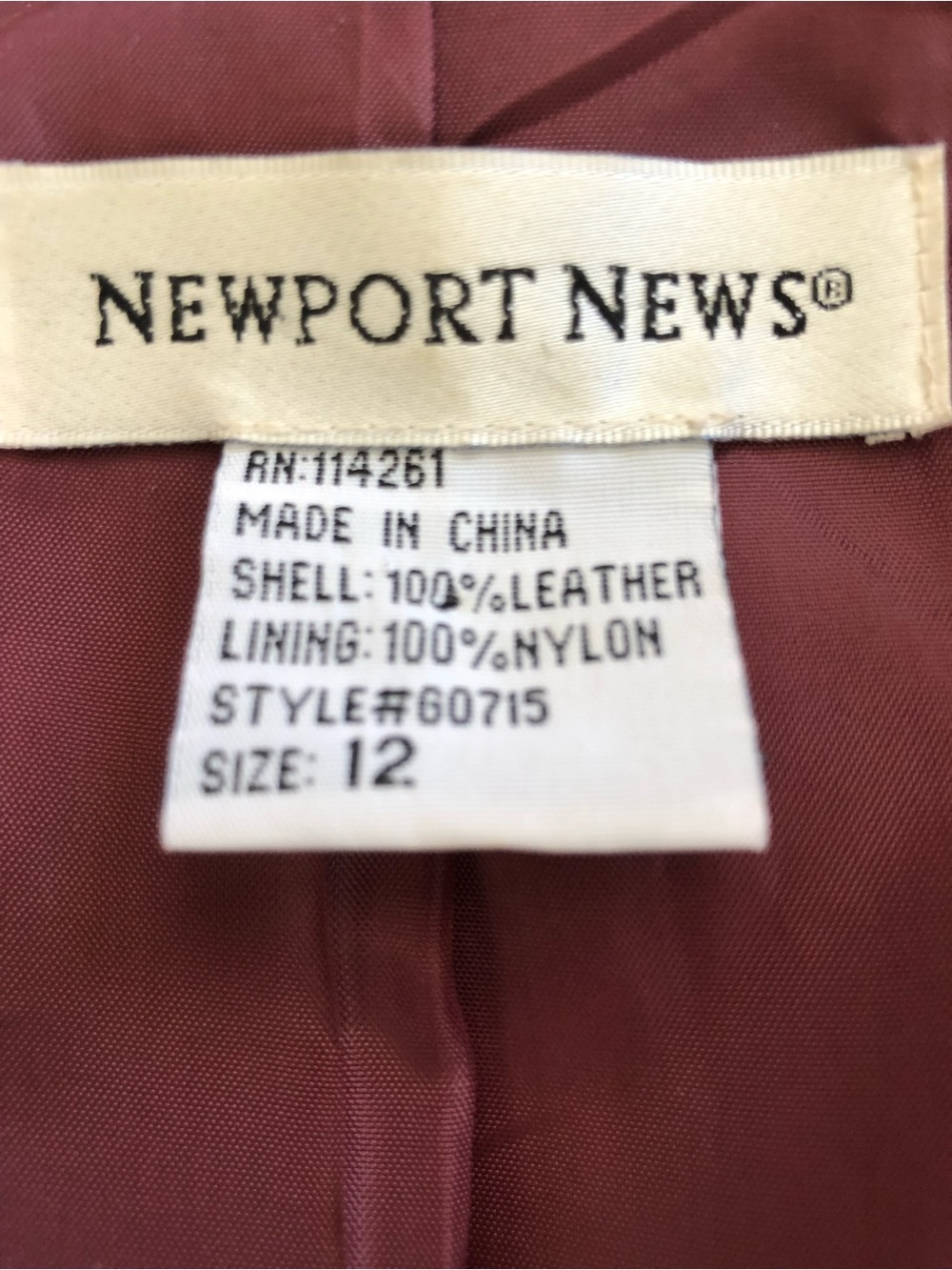 Newport News Vintage Genuine Leather Dark Red Jacket Women’s Sz 12 Gorgeous! - Picture 9 of 16